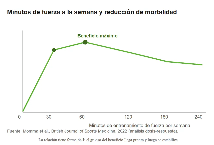 minutos de fuerza a la semana y reducción de la mortalidad